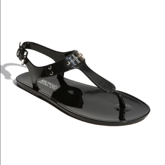 EUC black Sz6.5 Michael Kors flat sandals - Picture 1 of 7